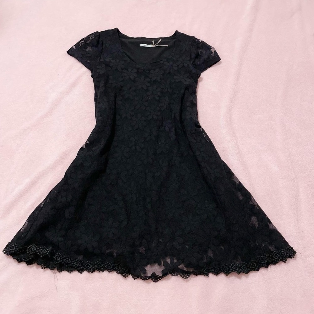 kimchi black floral lace dress